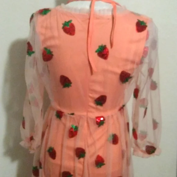 STRAWBERRY 🍓 DELIGHT.....Sexy Sequin Tulle Dress - Picture 6 of 9